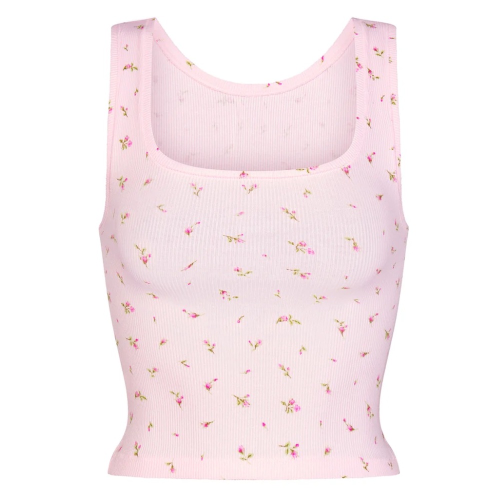 Skims Cotton Rib Tank Pink Rosebud